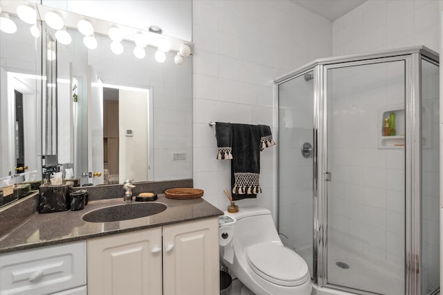 1055 Cedarhurst St, North Woodmere, NY 11581 - full bathroom with vanity, a stall shower, and toilet