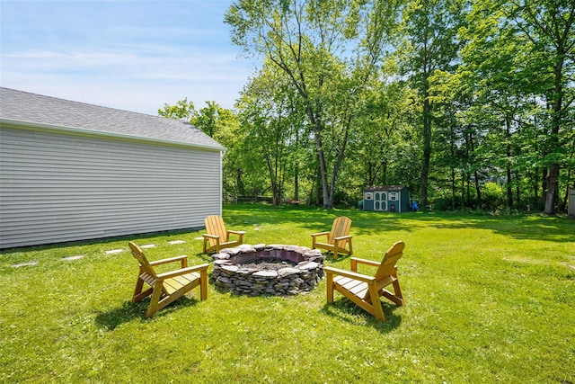 801 Syska Rd, Ossining, NY 10562 - view of grassy yard with a fire pit