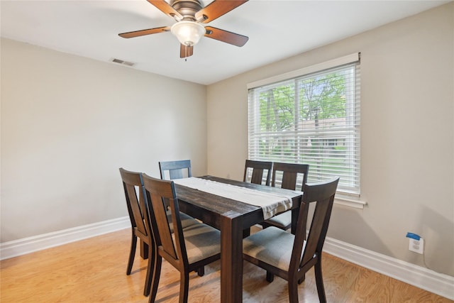 65 Sagamore Hills Dr, Port Jefferson Station, NY 11776 - dining room with baseboards, light wood-style floors, and ceiling fan