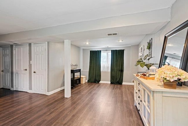 105 Fountain Ave, Selden, NY 11784 - interior space featuring dark wood-style floors and baseboards