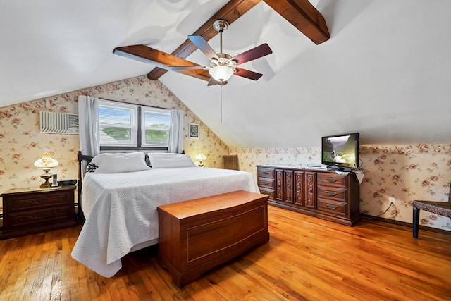 9 Duke St, North Babylon, NY 11703 - bedroom with wallpapered walls, light wood-style floors, and a ceiling fan