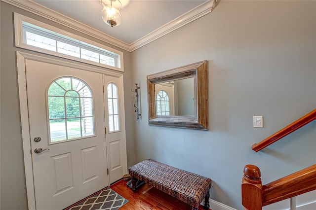 86 Manitou Trl, Kings Park, NY 11754 - entrance foyer featuring crown molding and wood finished floors