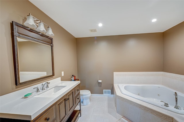 86 Manitou Trl, Kings Park, NY 11754 - full bathroom featuring a whirlpool tub, vanity, toilet, tile patterned flooring, and baseboards