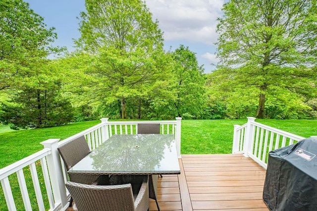 86 Manitou Trl, Kings Park, NY 11754 - wooden deck featuring outdoor dining area, a yard, and a grill