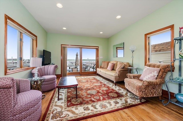 991 W Park Ave, Long Beach, NY 11561 - living room featuring wood finished floors, plenty of natural light, and recessed lighting