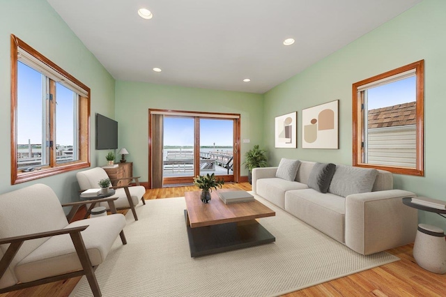 991 W Park Ave, Long Beach, NY 11561 - living room featuring plenty of natural light, wood finished floors, and recessed lighting