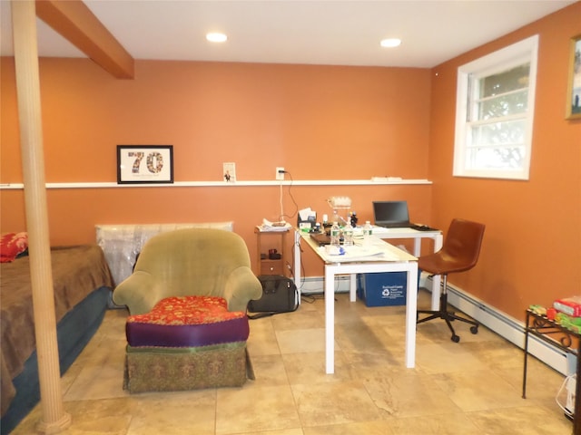 17 Johanna Ln, Monsey, NY 10952 - office space featuring a baseboard heating unit, baseboard heating, and recessed lighting