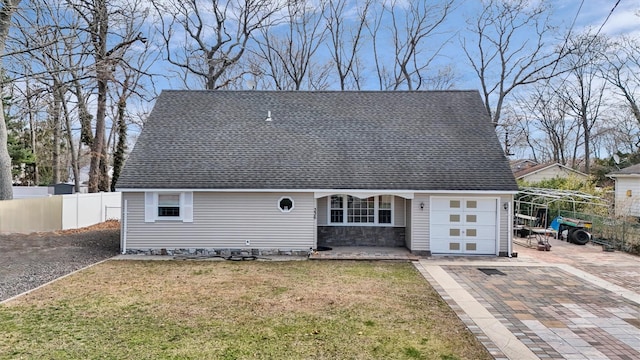 336 Auborn Ave, Shirley, NY 11967 - view of front of property with a garage, driveway, roof with shingles, and stone siding