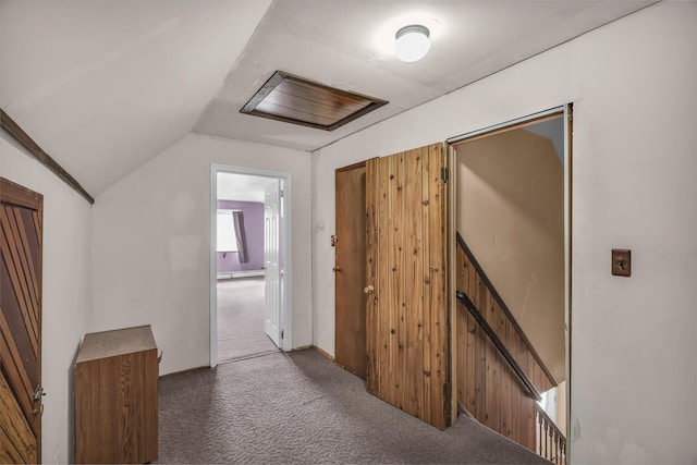 336 Auborn Ave, Shirley, NY 11967 - hallway featuring carpet floors and lofted ceiling