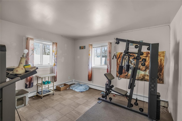 336 Auborn Ave, Shirley, NY 11967 - workout room featuring plenty of natural light and baseboard heating