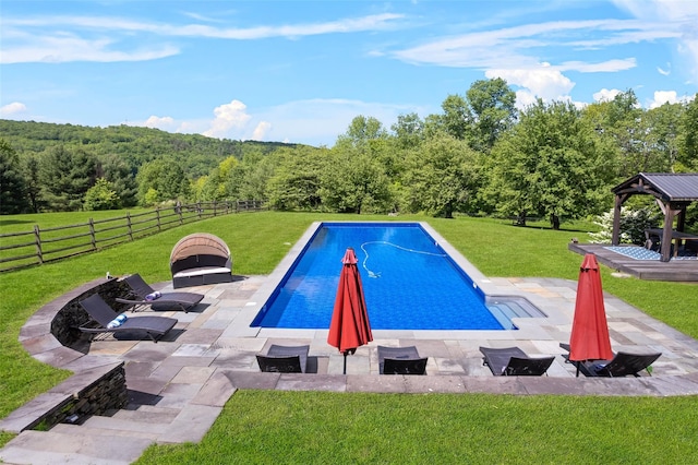 281 Hubert Rd, Jeffersonville, NY 12748 - view of pool with a gazebo, a patio area, and a view of trees