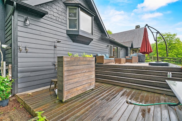 281 Hubert Rd, Jeffersonville, NY 12748 - wooden deck with an outdoor living space
