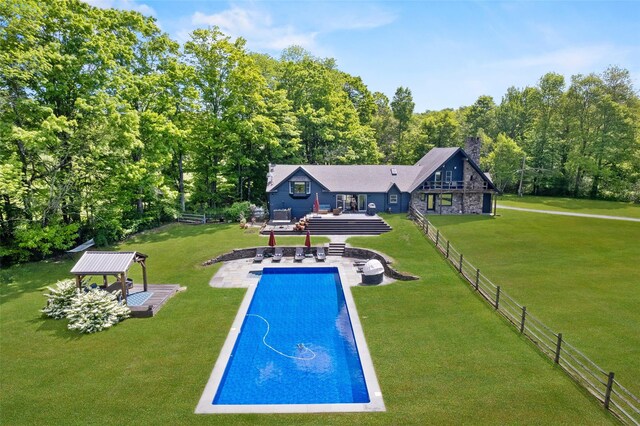 281 Hubert Rd, Jeffersonville, NY 12748 - outdoor pool with a gazebo, a deck, and a patio area