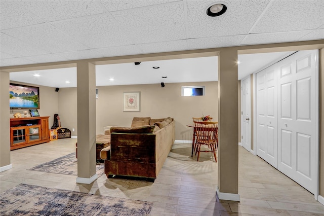 170 Little E Neck Rd S, Babylon, NY 11702 - living area featuring baseboards, light wood-type flooring, and recessed lighting