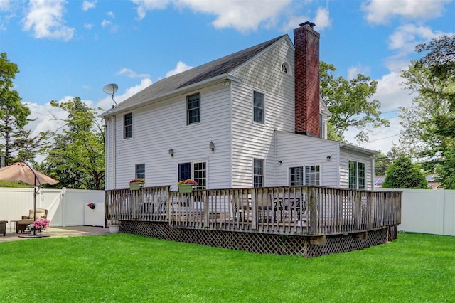 170 Little E Neck Rd S, Babylon, NY 11702 - rear view of house featuring a chimney, a gate, a deck, and a patio