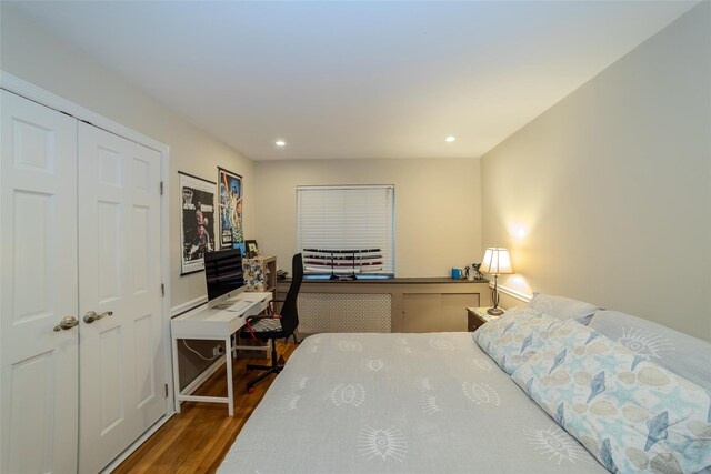 32 Manchester Rd Unit # B26, Eastchester, NY 10709 - bedroom with wood finished floors, recessed lighting, a closet, and a desk