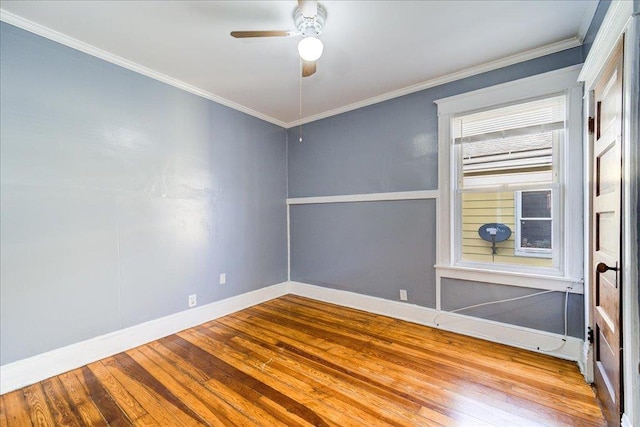 5 Gray Sts, Poughkeepsie, NY 12601 - spare room with wood-type flooring, baseboards, ceiling fan, and crown molding