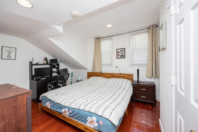 2226 124th St, College Point, NY 11356 - bedroom featuring dark wood finished floors, recessed lighting, and lofted ceiling