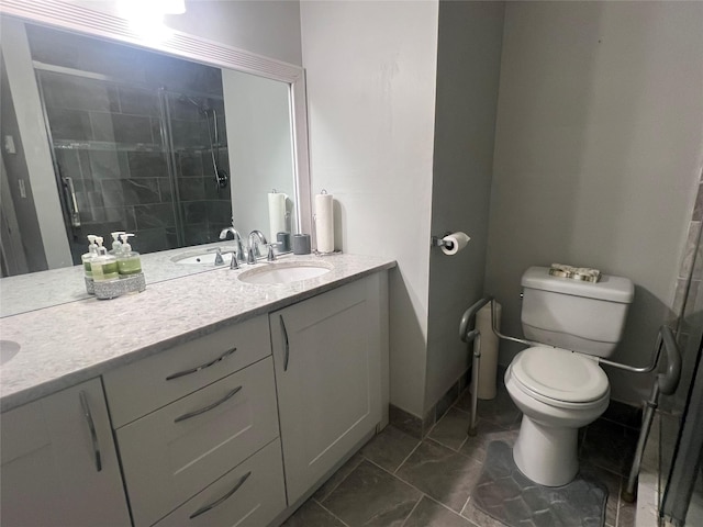 411A Weymouth Ct Unit 411A, Ridge, NY 11961 - bathroom with double vanity, toilet, and a shower stall