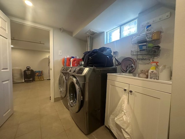 58-36 Bell Blvd, Bayside, NY 11364 - washroom featuring cabinet space, independent washer and dryer, and light tile patterned flooring