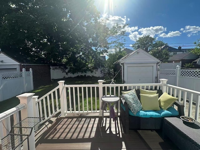 58-36 Bell Blvd, Bayside, NY 11364 - wooden deck with a detached garage and an outdoor structure