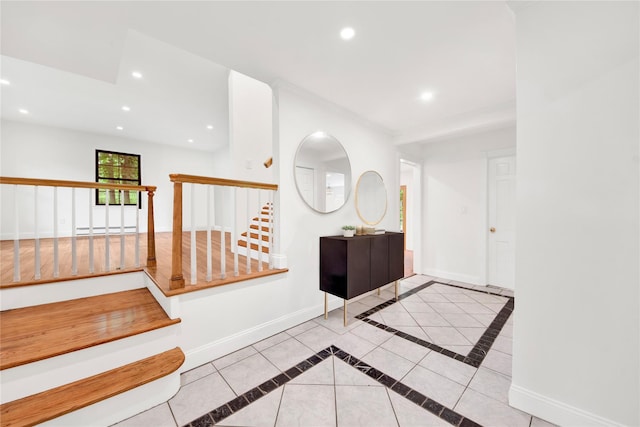 64 Lincoln Rd, Putnam Valley, NY 10579 - foyer featuring recessed lighting, stairway, baseboards, and inlaid floor details
