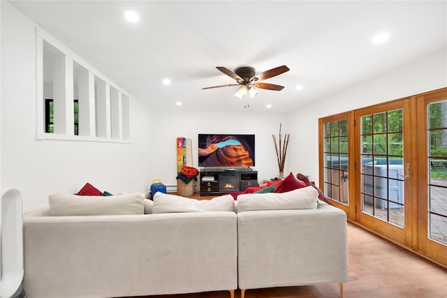 64 Lincoln Rd, Putnam Valley, NY 10579 - living room with recessed lighting, a ceiling fan, and light wood finished floors