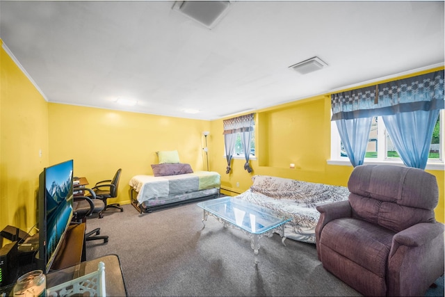 8 Ridge Rd, Wheatley Heights, NY 11798 - carpeted bedroom featuring baseboards and crown molding