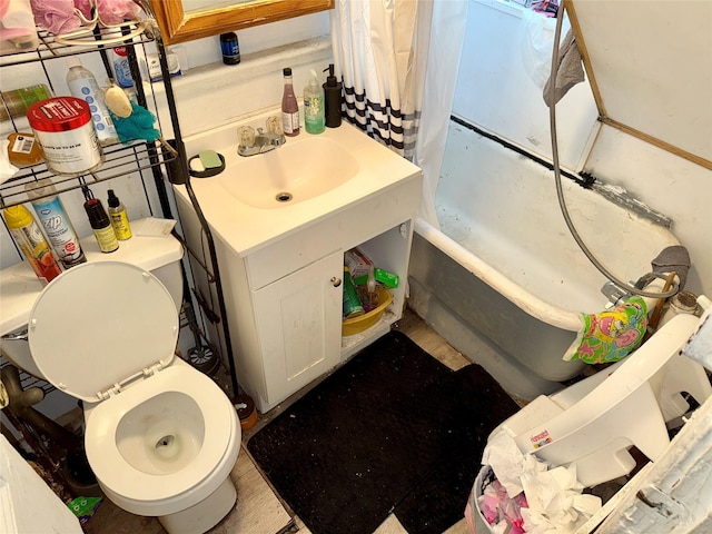 37 Liberty St, Newburgh, NY 12550 - bathroom with vanity, toilet, and shower / bathtub combination with curtain