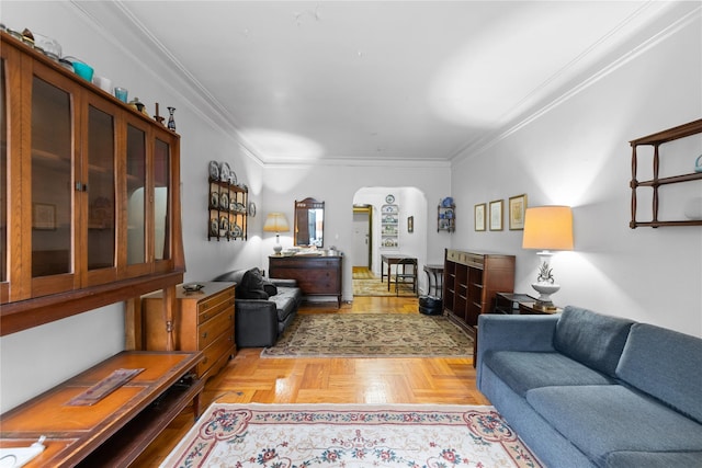 3000 Valentine Ave Unit 1D, Bronx, NY 10458 - living room with arched walkways and crown molding