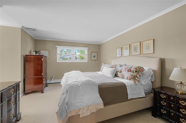5 Seaview Ln, Port Washington, NY 11050 - bedroom featuring light colored carpet, ornamental molding, and baseboards