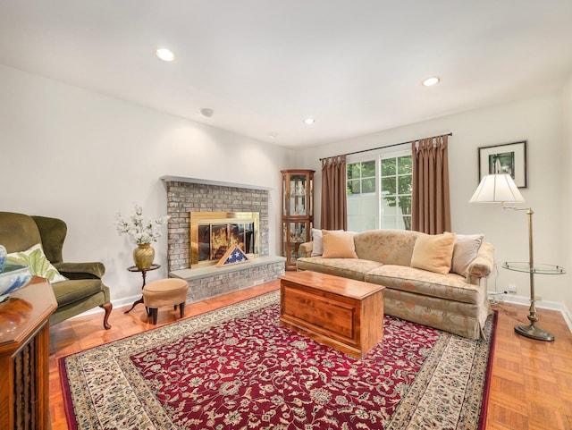 121 Bogert Ave, Pearl River, NY 10965 - living area with baseboards, recessed lighting, and a fireplace
