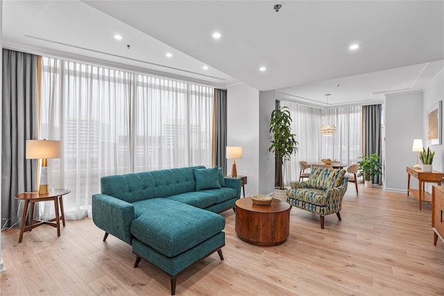 1 Renaissance Sq Unit 10H, White Plains, NY 10601 - living area featuring light wood-type flooring and recessed lighting