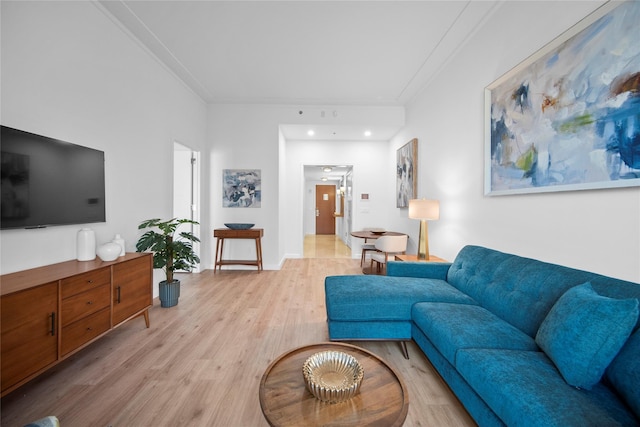1 Renaissance Sq Unit 10B, White Plains, NY 10601 - living area with crown molding and light wood-style flooring