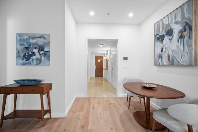 1 Renaissance Sq Unit 10B, White Plains, NY 10601 - corridor featuring light wood-style floors, baseboards, and recessed lighting