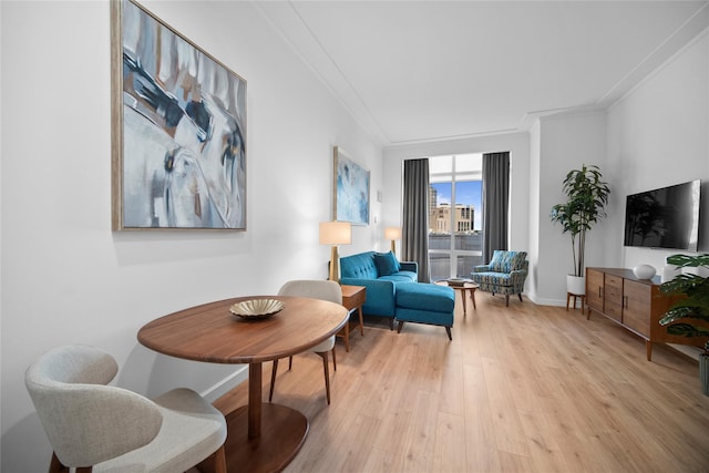 1 Renaissance Sq Unit 10B, White Plains, NY 10601 - sitting room with light wood-style floors, ornamental molding, and baseboards