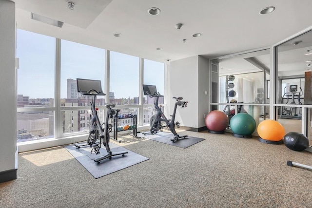 1 Renaissance Sq Unit 10B, White Plains, NY 10601 - workout area with floor to ceiling windows and recessed lighting