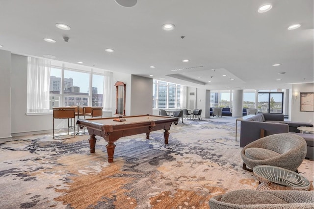 1 Renaissance Sq Unit 10B, White Plains, NY 10601 - playroom with billiards, recessed lighting, baseboards, and carpet