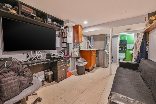 37 E Locust St, Central Islip, NY 11722 - living room with light tile patterned floors and recessed lighting