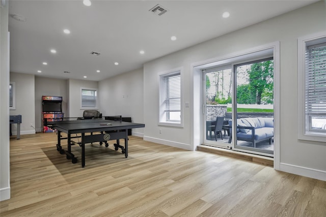 9 Wyndham Way, Port Washington, NY 11050 - playroom with light wood-style flooring, baseboards, and recessed lighting