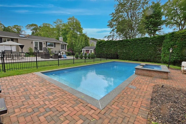 213 Glenwood Ln, Port Jefferson, NY 11777 - view of swimming pool with a patio and a pool with connected hot tub