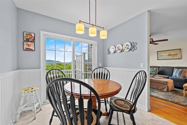 5005 John Hancock Ct Unit 100, New Windsor, NY 12553 - dining area with a wainscoted wall and ceiling fan