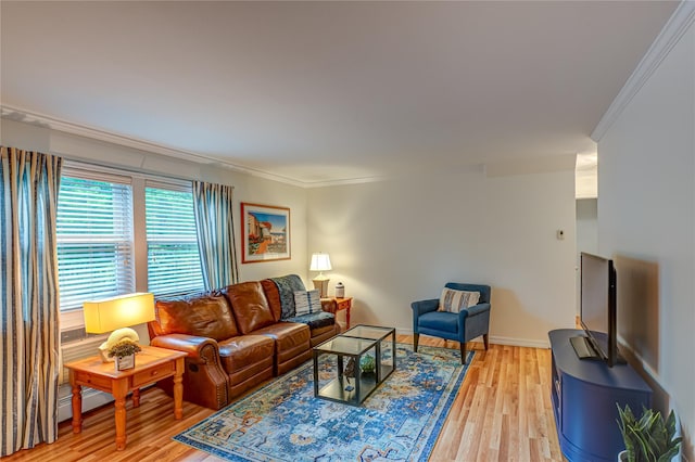 199 Millard Ave Unit 199, West Babylon, NY 11704 - living room featuring ornamental molding, light wood finished floors, and baseboards
