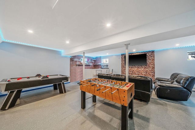 130 W 7th St, Deer Park, NY 11729 - game room featuring recessed lighting and speckle patterned floor