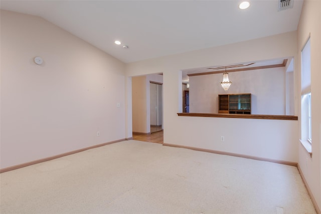 75 Madison Cir, Middle Island, NY 11953 - carpeted spare room with recessed lighting, vaulted ceiling, and a smoke detector