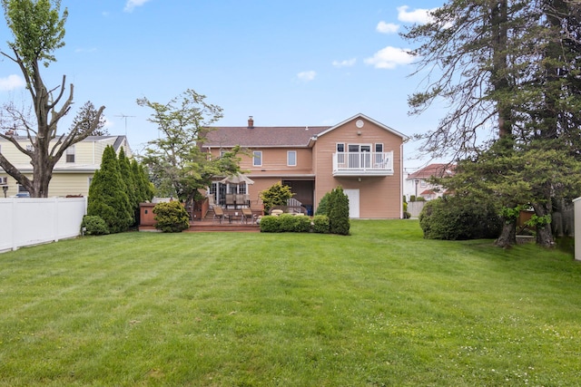 13 Evans Ave, Albertson, NY 11507 - rear view of house featuring a deck and a chimney