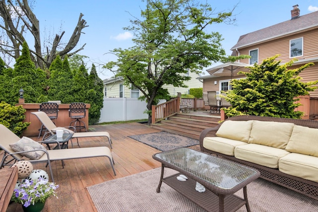 13 Evans Ave, Albertson, NY 11507 - wooden deck with an outdoor hangout area