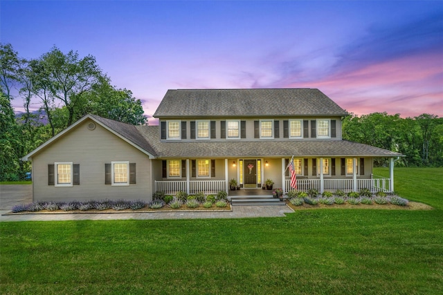 17 Jackson Ln, Campbell Hall, NY 10916 - colonial inspired home with a porch, a lawn, and roof with shingles