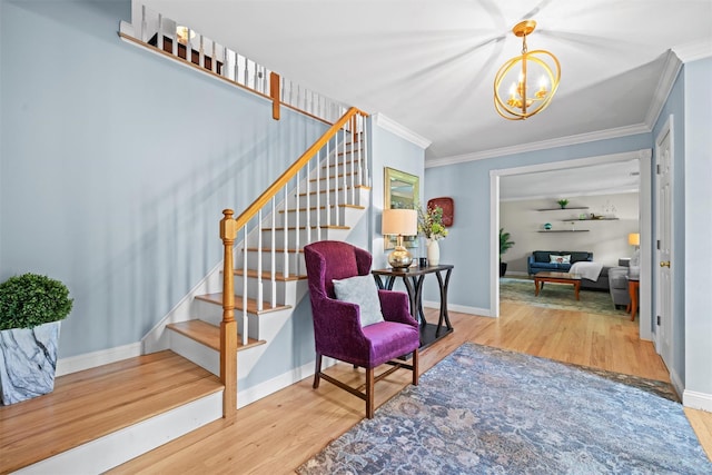 17 Jackson Ln, Campbell Hall, NY 10916 - foyer with wood finished floors, stairs, crown molding, and a chandelier