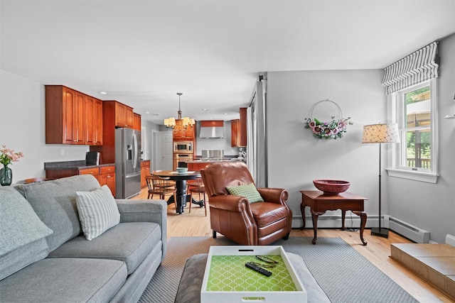17 Jackson Ln, Campbell Hall, NY 10916 - living area featuring a chandelier, light wood-style floors, and recessed lighting